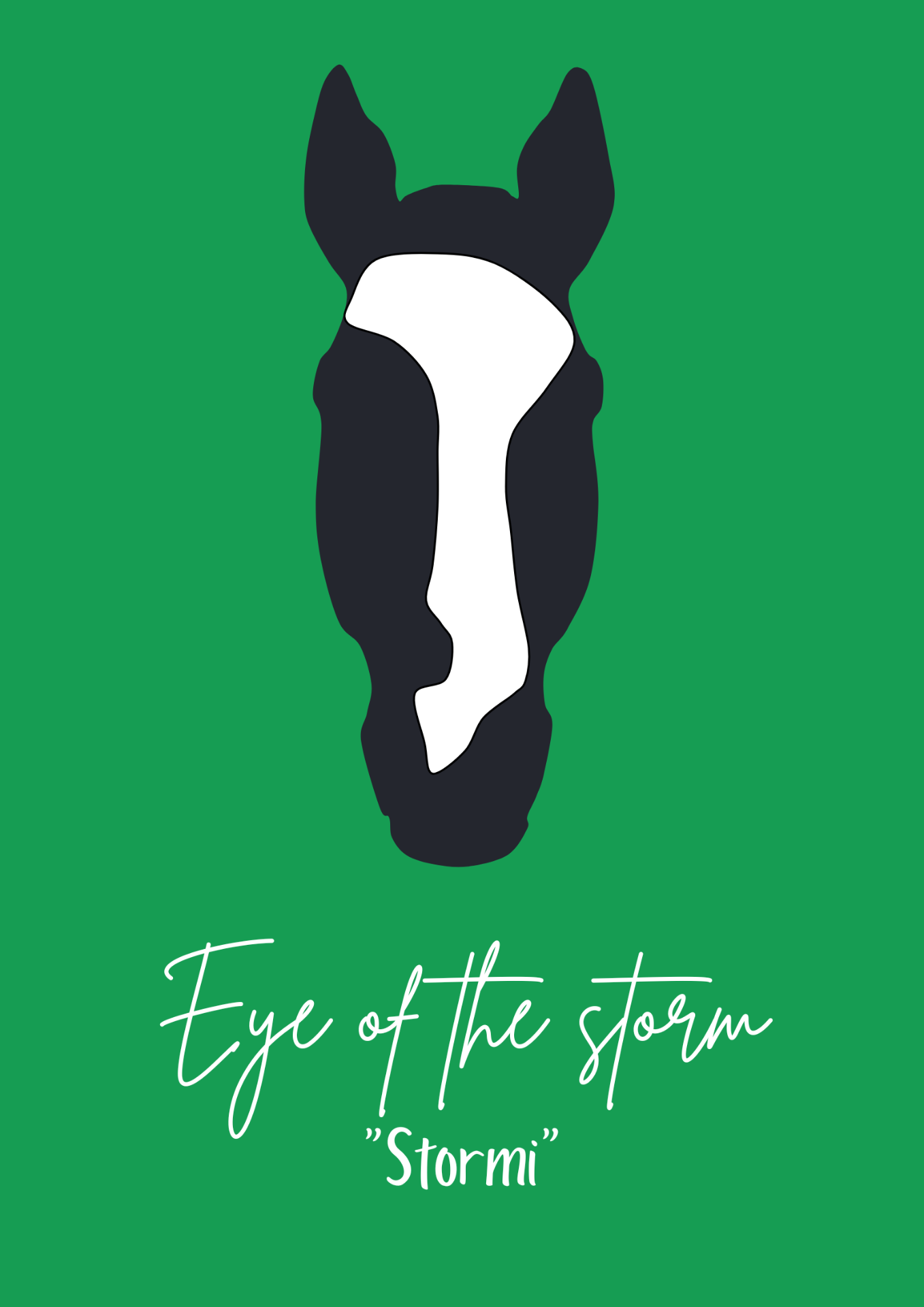 Eye of the Storm "Stormi" — black portrait on green